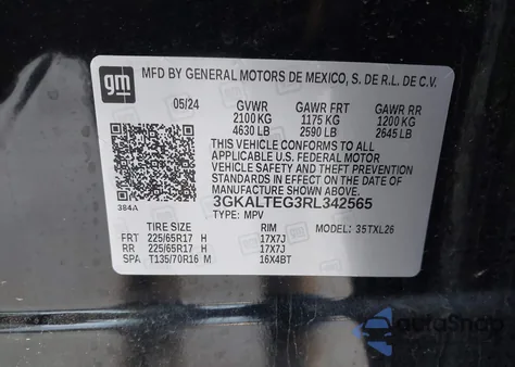 2024 GMC Terrain Awd Sle из США, поврежденный, VIN 3GKALTEG3RL342565